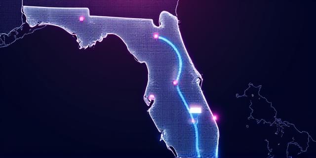 Interactive logistics map showing truck route through Florida