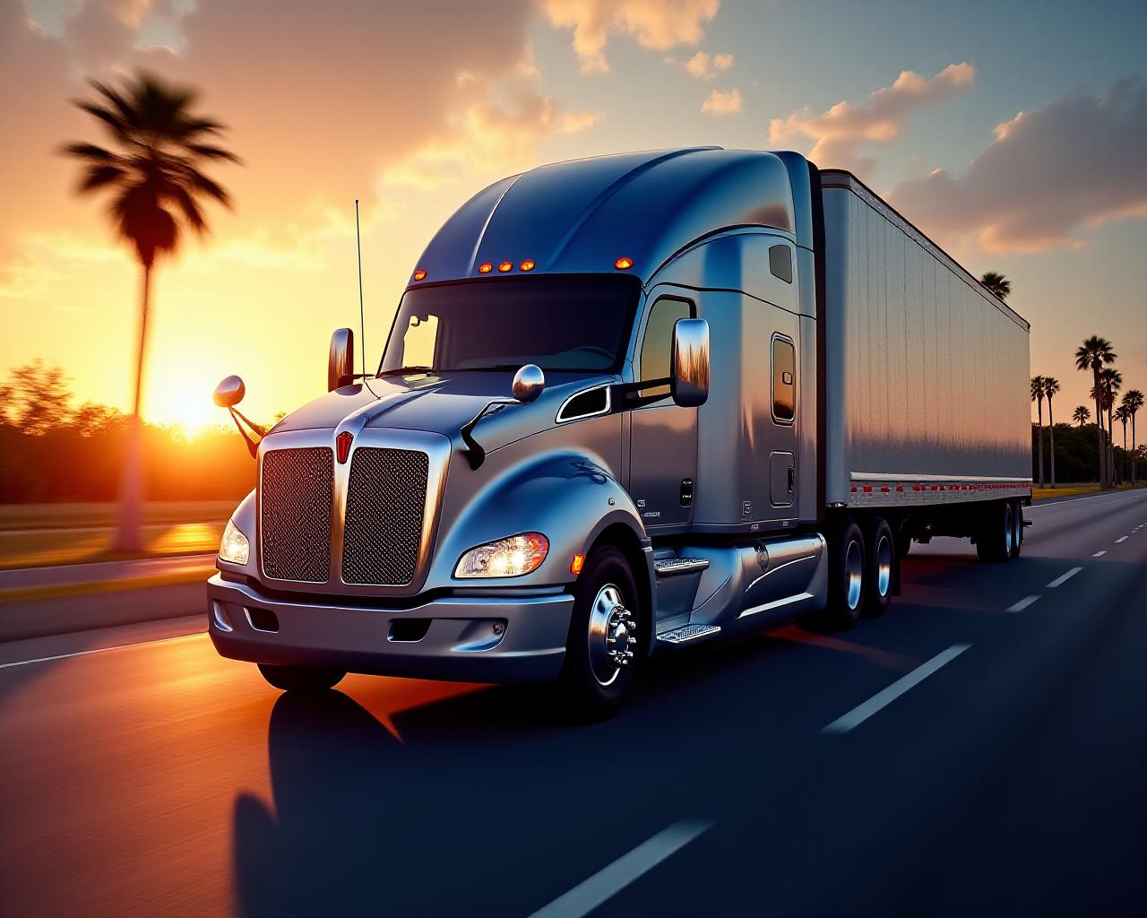 Modern logistics truck on Florida highway