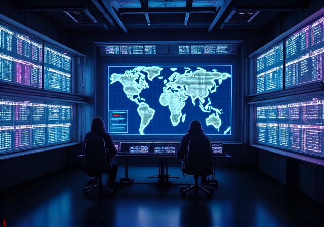 Modern logistics command center with digital mapping
