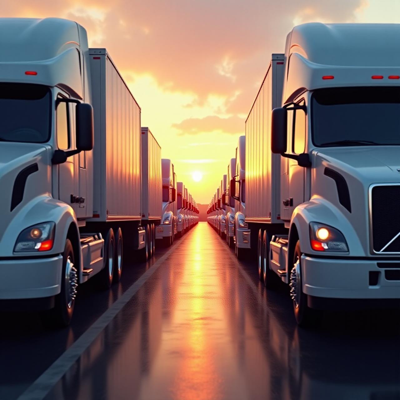 Modern logistics fleet and warehouse hub