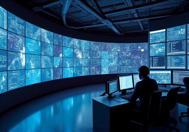 High-tech logistics dispatch center interior