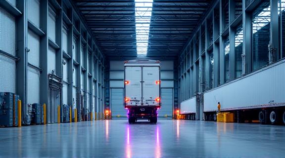 Warehouse loading dock with FTL truck
